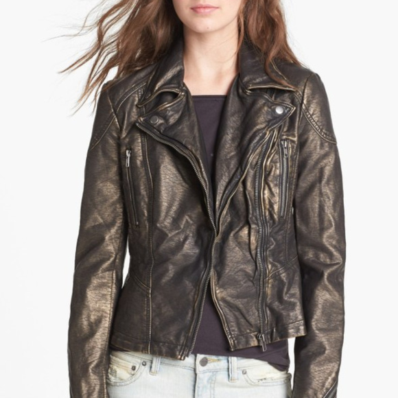 Free People Metallic Faux Leather  jacket Size 4 - Picture 2 of 8